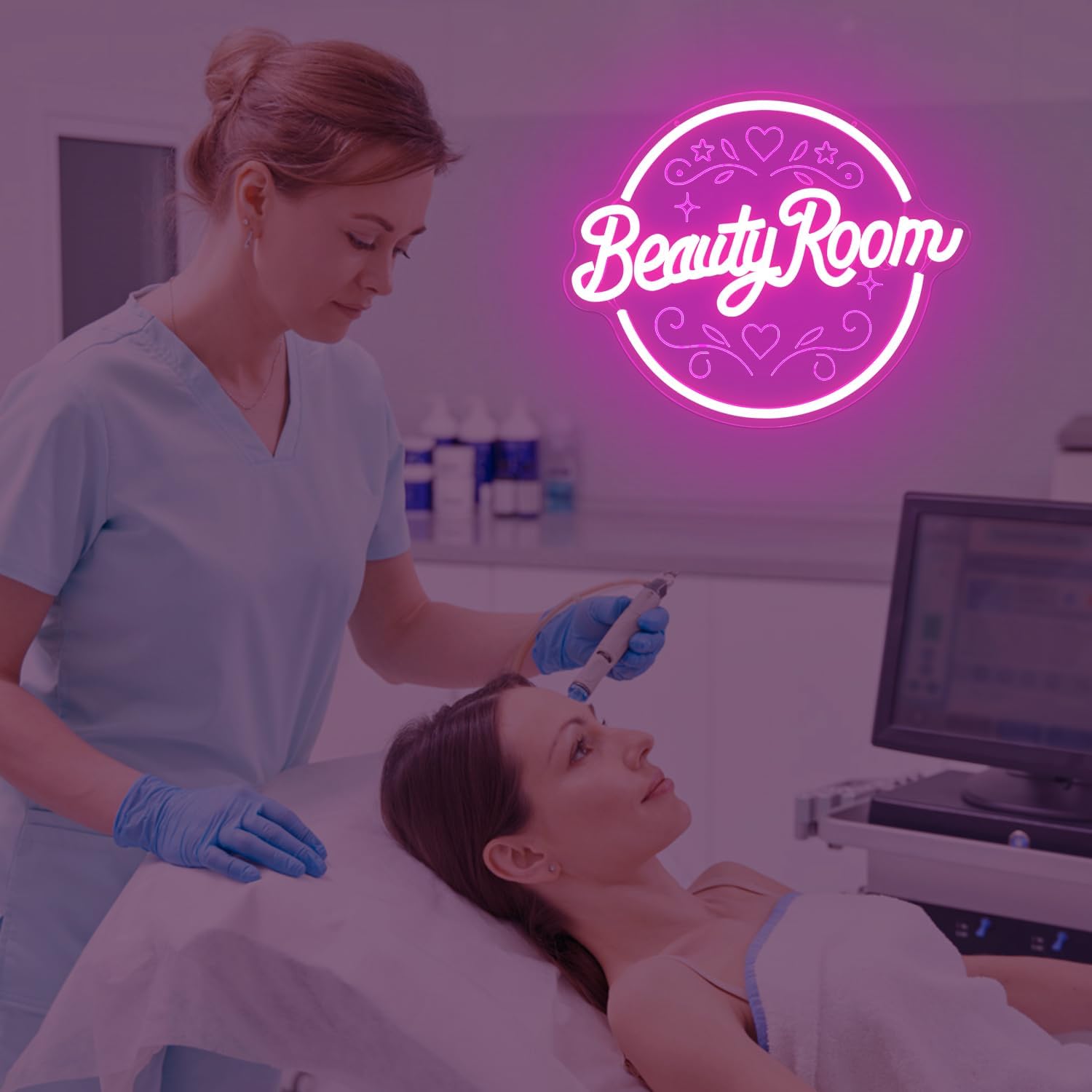 Beauty Room Neon Sign Dimmable Makeup Room Led Sign Pink Neon Lights for Wall Decor Beauty Salon Decor for Spa Beauty Nail Studio Esthetician Neon Wall Art