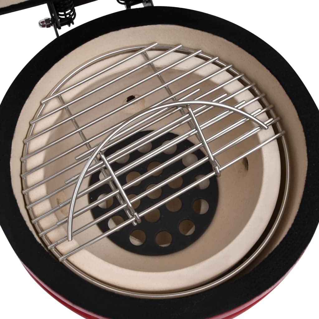 Artykuły domowe, 2 w 1 Kamado Grill Smoker Ceramiczny 56 cm Czerwony, meble garniturowe