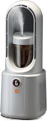 Ventilador de escritorio de pie sin aspas, humidificador portátil 3 en 1, enfriador de aire silencioso con luz LED, control táctil, ventilador