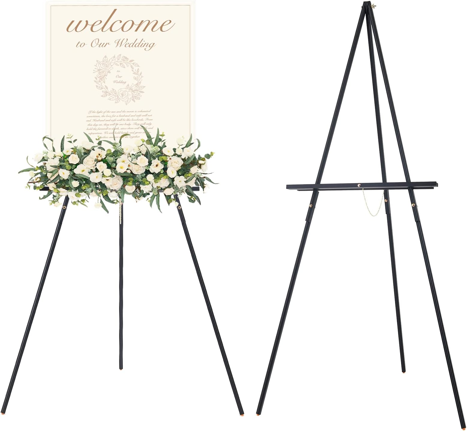 Display Easel 64" High A-Frame Tripod, Pine Wood Floor Easel, Lightweight and Sturdy Wedding Easel, Holds Up to 40" Canvas, Wooden Display Holder Stand for Paintings, Sales, Welcome, More Signs