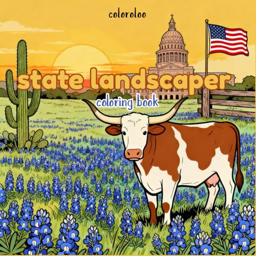 state landscaper coloring book: Bold & Easy Scenic Views of American States ? Relaxing Nature Landscapes Coloring Book for Adult