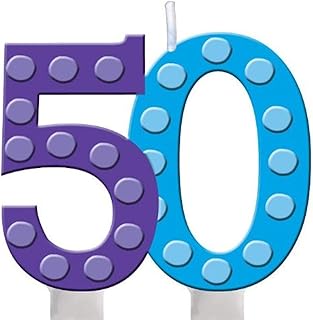 Creative Converting Bright and Bold 50th Birthday Molded Numeral Cake Candle
