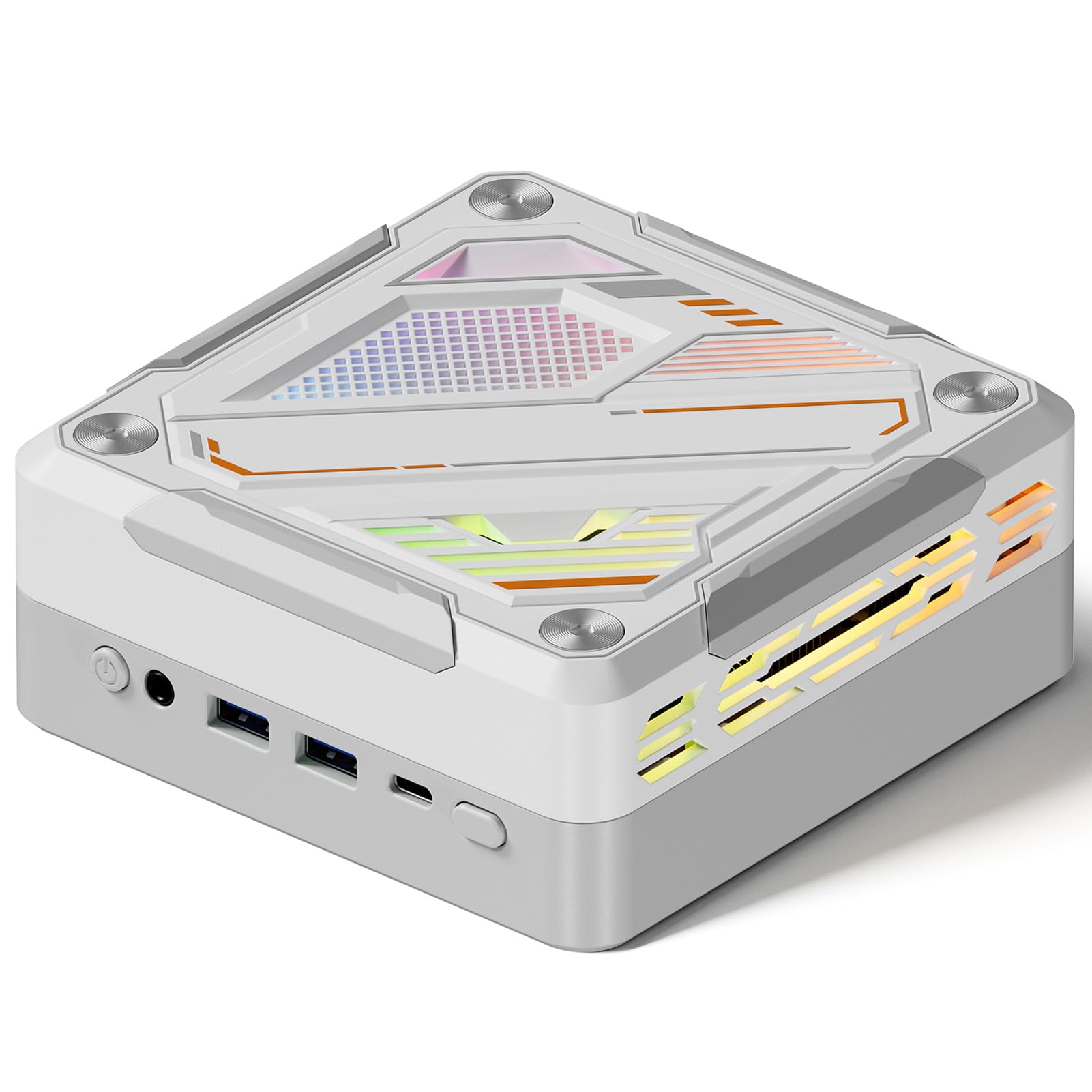 Domary Ryzen 7 5700U Mini PC 8 Core 16 Thread Mini Computer da Gioco con Illuminazione RGB WIFI6 BT5.2 4K Triplo Display per Conferenze in Ufficio a Casa (Spina UE da 16 GB e 512 GB)