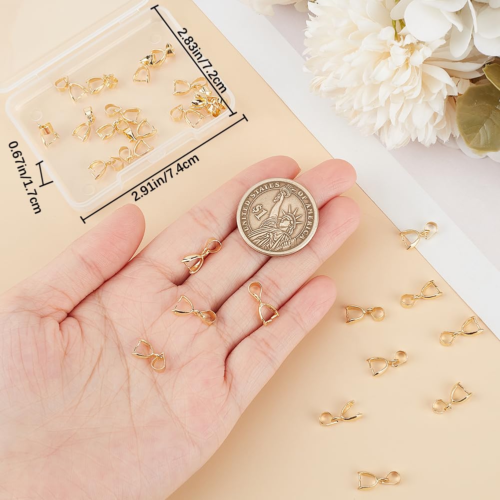 Beebeecraft 30 Ciondoli Pinch Bail Connettori Placcati Oro 24K – Fermagli Aperti Per Creazione Gioielli Fai Da Te