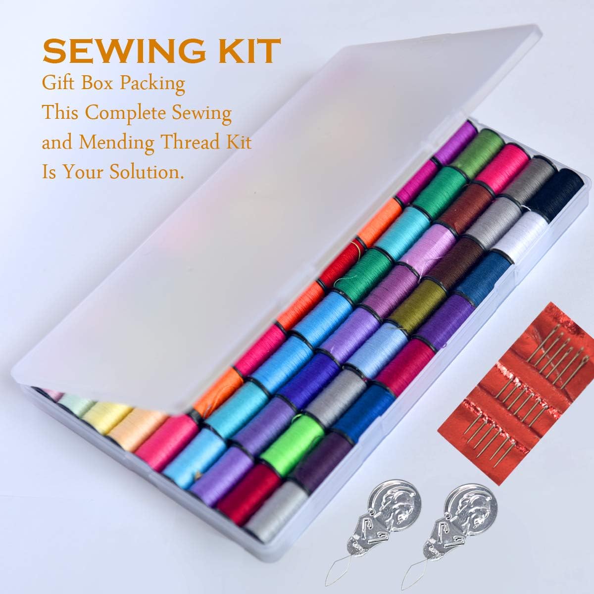 LE PAON Polyester Hand Sewing Thread kit, 72 Assorted Colors Spool Thread with Free Set of 6 Sewing Needles,2 Needle threaders for Daily Sewing Needs
