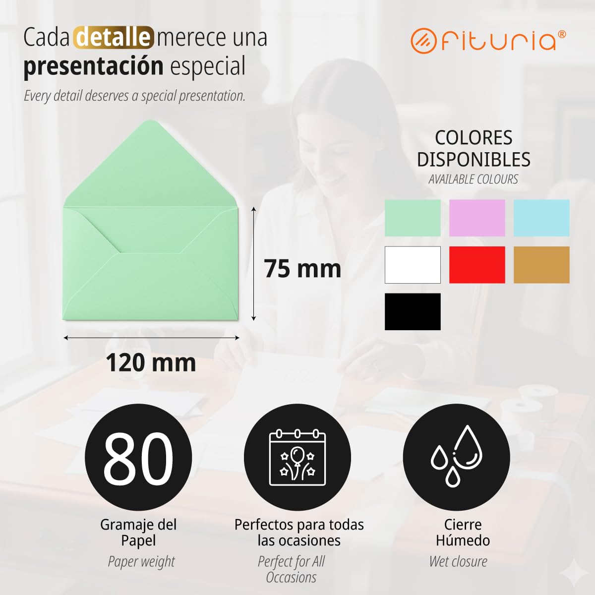 Sobres Papel Pequeños de Colores 75x120mm Azul 30uds