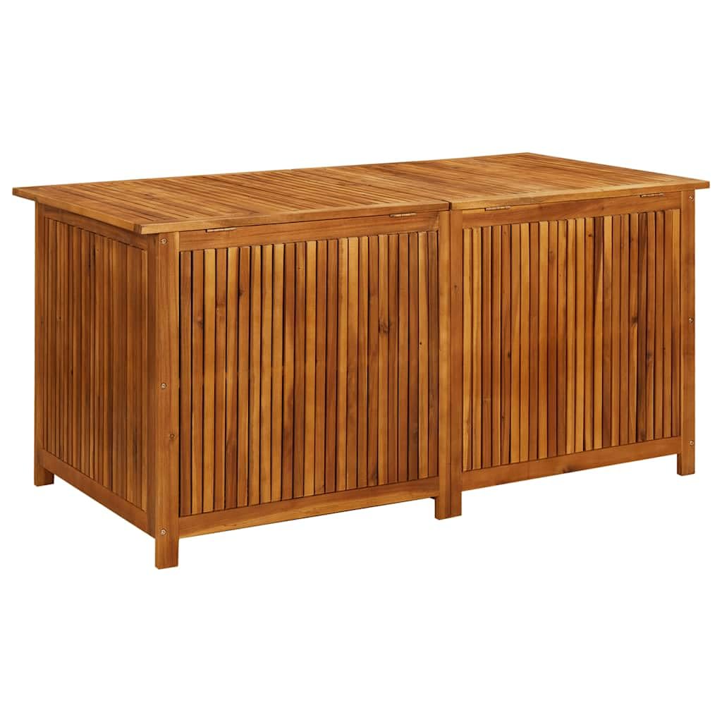 Scatola portaoggetti da giardino in legno di acacia, 150 x 80 x 75 cm, con tasca interna impermeabile e molle a gas, resistente alle intemperie e versatile, per terrazza, balcone, esterno