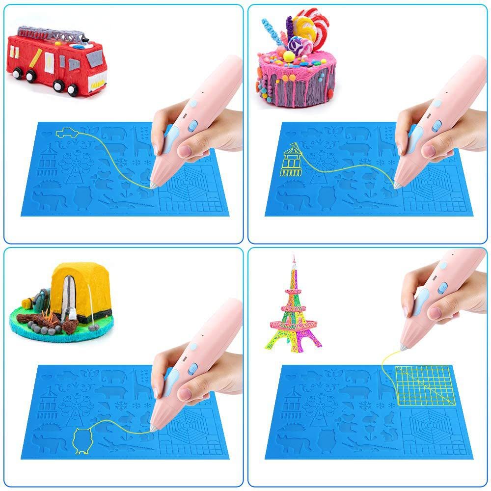 Pad in silicone 3D, con stampa 3D, 41,5 x 27,5 cm, con 2 custodie protettive per dita per Anf?nger