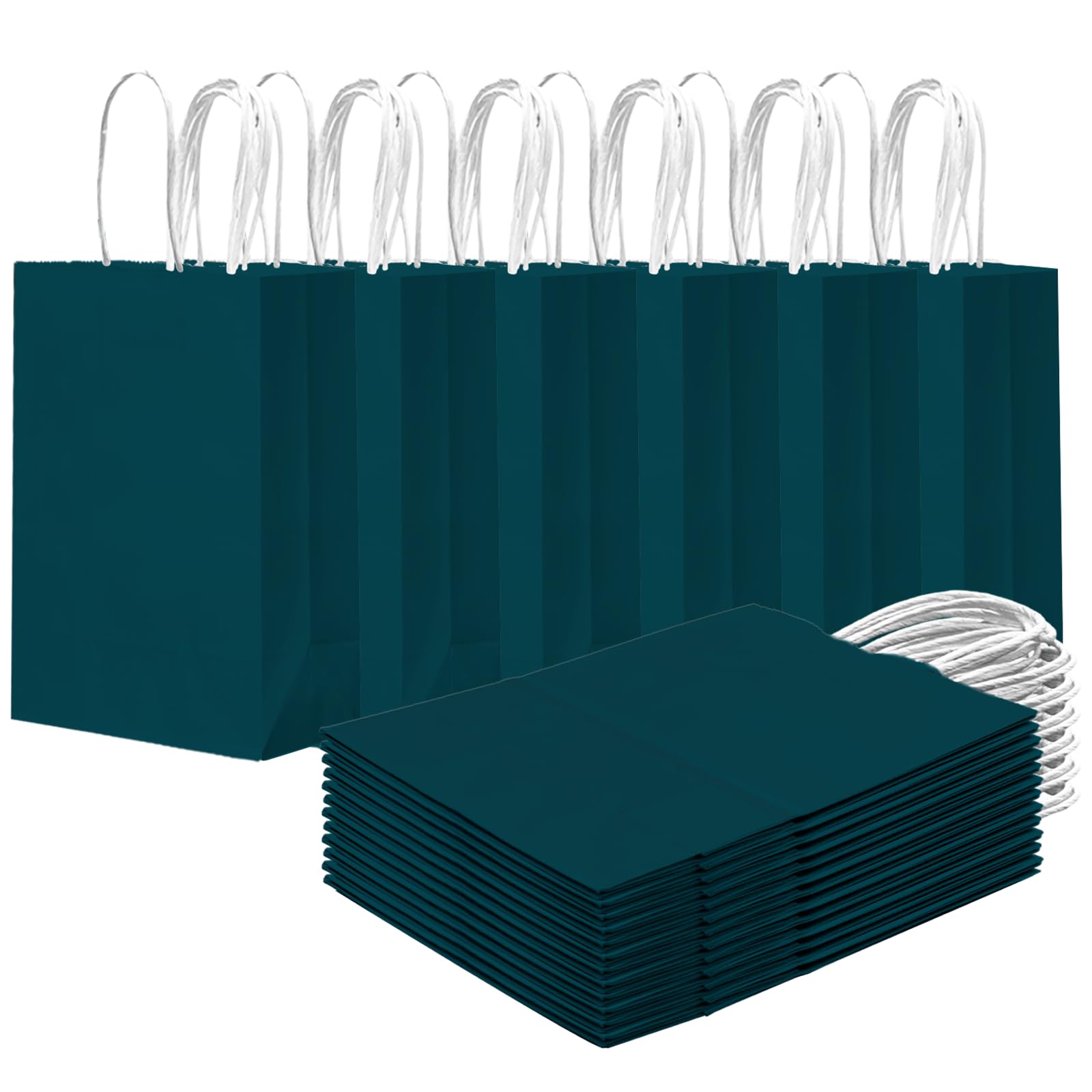 Gcardist 24PCS Small Gift Bag with Handles Bulk 8.3"x6"x3" Gift Bags Green Blue Bags Multiple Uses (15x8x21cm,Small Size)