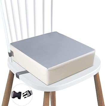 Taeku Meal Cushion, Removable Seat Cushion for Children, Dining Chair Cushion for Kids, Washable, Thick Chair Seat Pad Mat Leather Gray