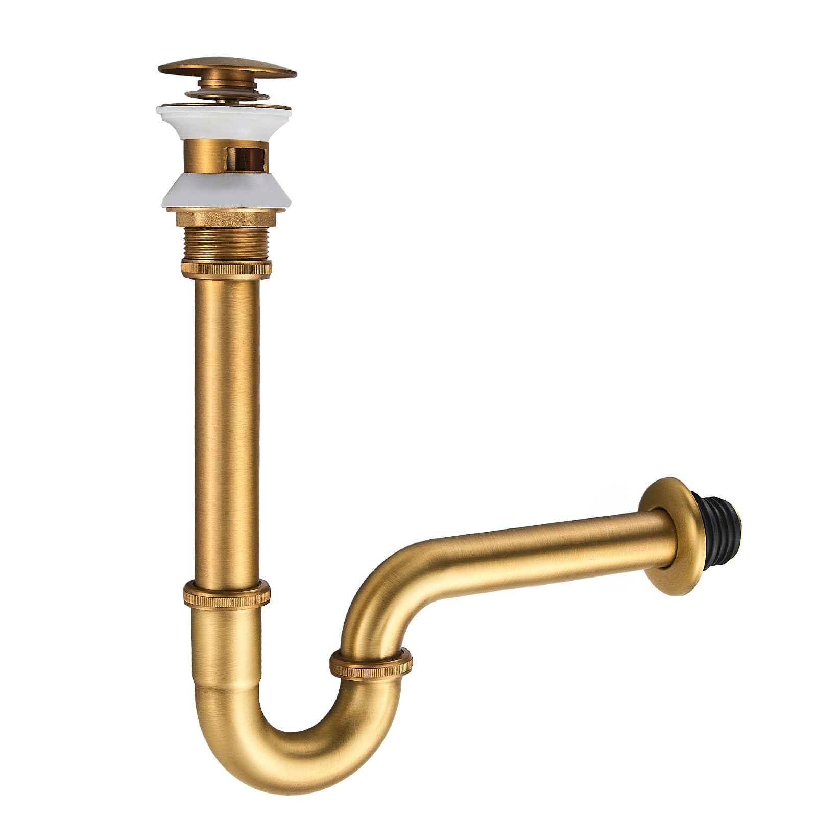 MENATT Bathroom Basin Sink U Shape Stopper Complete Set, Adjustable Height 1-1/4 Bottle Trap Basin Sink Waste Drain P Trap Set with Overflow, Antique