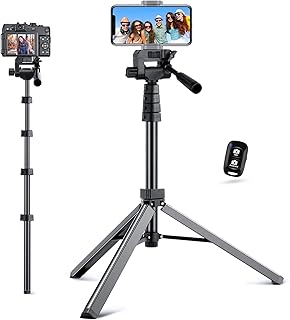 Aureday Selfie Stick Phone Tripod&Monopod, 67'' Detachable Cellphone Tripod Stand with 360° Rotatable Pan Head, Tripod for iPhone&Android Phone, Portable Phone Stand for Recording/Photography/Make-Up