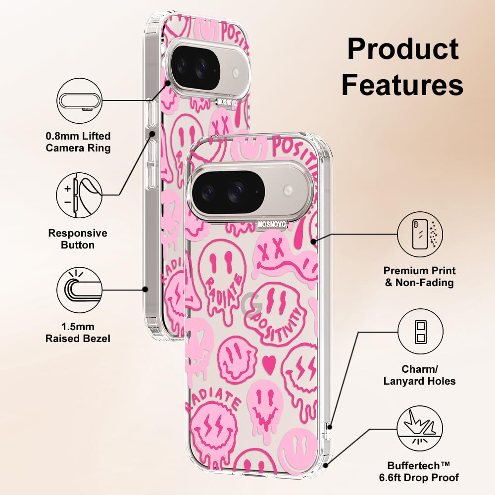 MOSNOVO Case for Google Pixel 10 & Pixel 10 Pro, [Buffertech 6.6ft Military-Grade Drop Protection] [Anti Peel Off Tech] Clear TPU Bumper Phone Case Cover Design - Cute Cherry — view 442