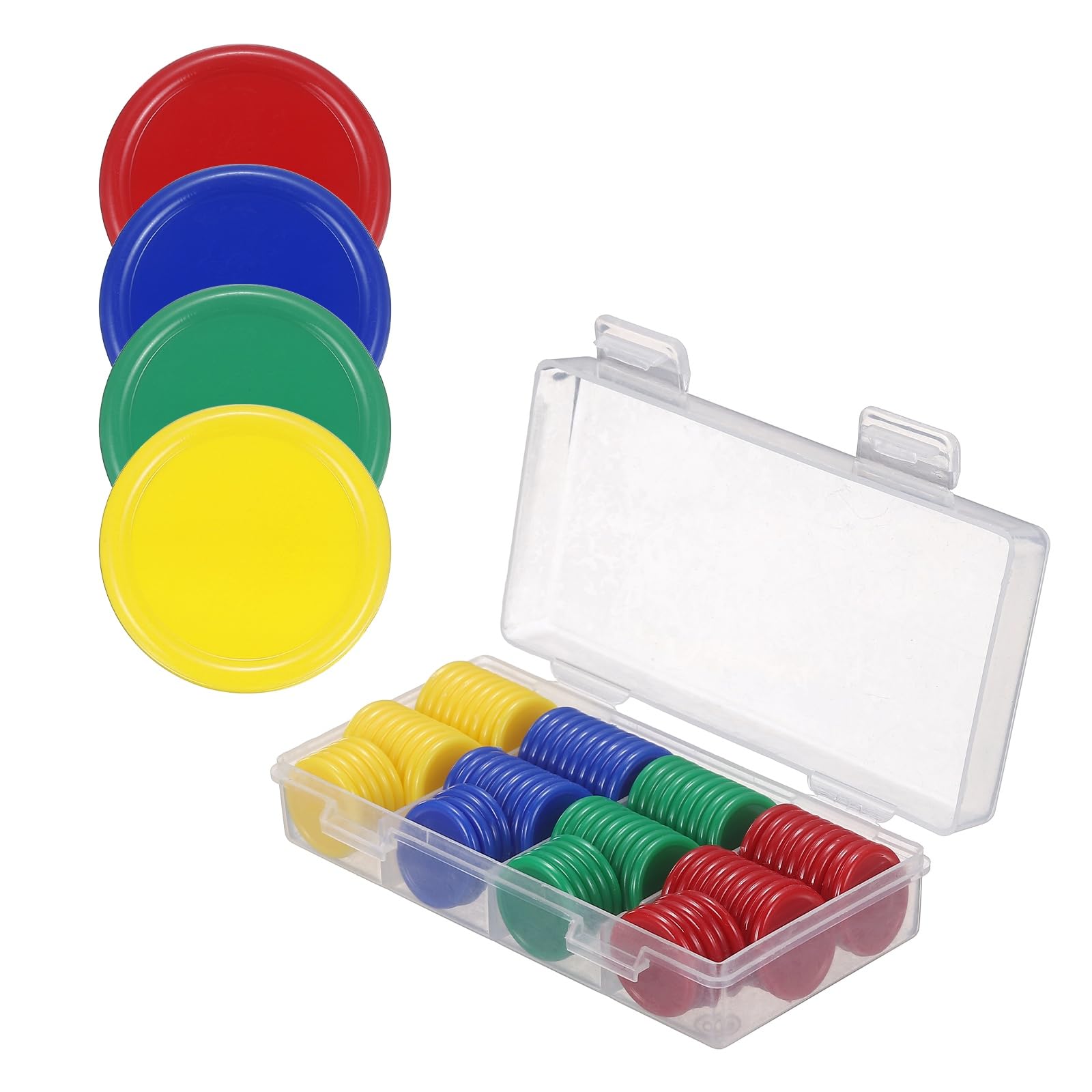 sourcing map 100Pcs Plastic Poker Chips, 20mm, Green/Red/Yellow/Blue — image 1