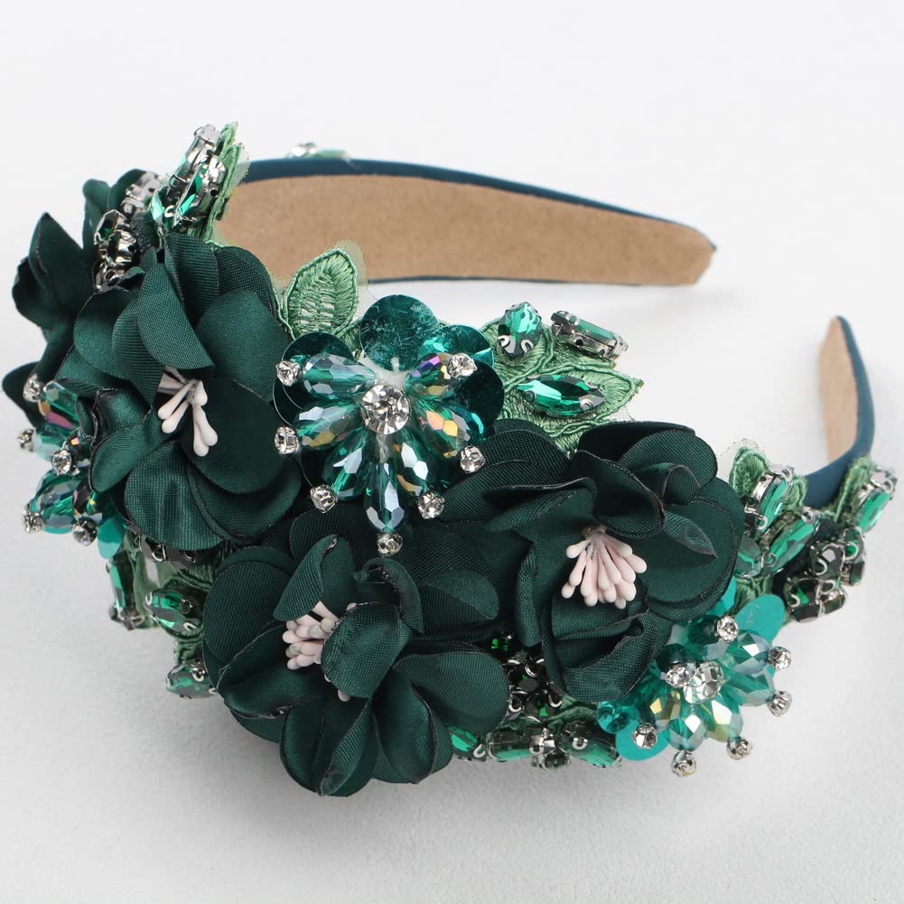 Big Crystal Flower Headband Rhinestone Pearl Luxury Decorative Bead Hairband Amazon.com : CENAPOG Baroque Crystal Rhinestone Headbands  main image 3