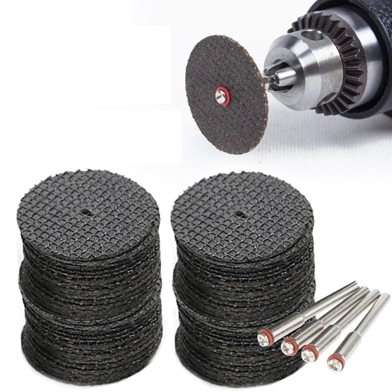 54Pcs Rotary Tool Cutting Discs 1-1/4 inch, Rotary Tool Cutting Wheel with 4Pcs Mandrels Tool Accessories for Cutting Wood, Stone