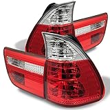AKKON - For 00-06 BMW E53 X5 SUV Red Clear Rear Tail Light Brake Lamps 4pcs Replacement Pair Left + Right