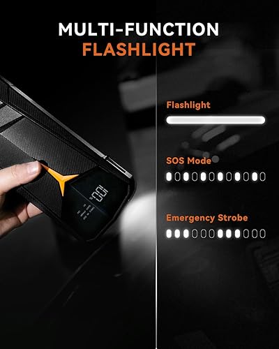 Miniatura 6 de SUNPOW Batería de arranque de litio de 2000 A pico de 20000 mAh (hasta todo el gas y 8.5 L de diésel), batería de 12 V para automóviles, camiones,