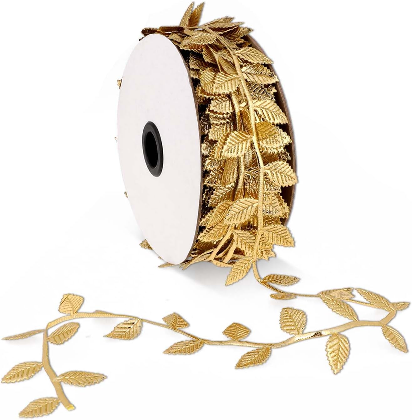 20 Yards Gold Leaves Trim Rope Artificial Leaf Ribbon