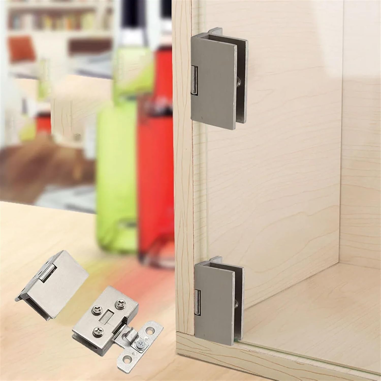 Glass Hinge Zinc Alloy S/L Shower Door Hinges Glass Door Pivot Hinges Furniture Wine Cabinet Glass Clips Door Hinges(Small)