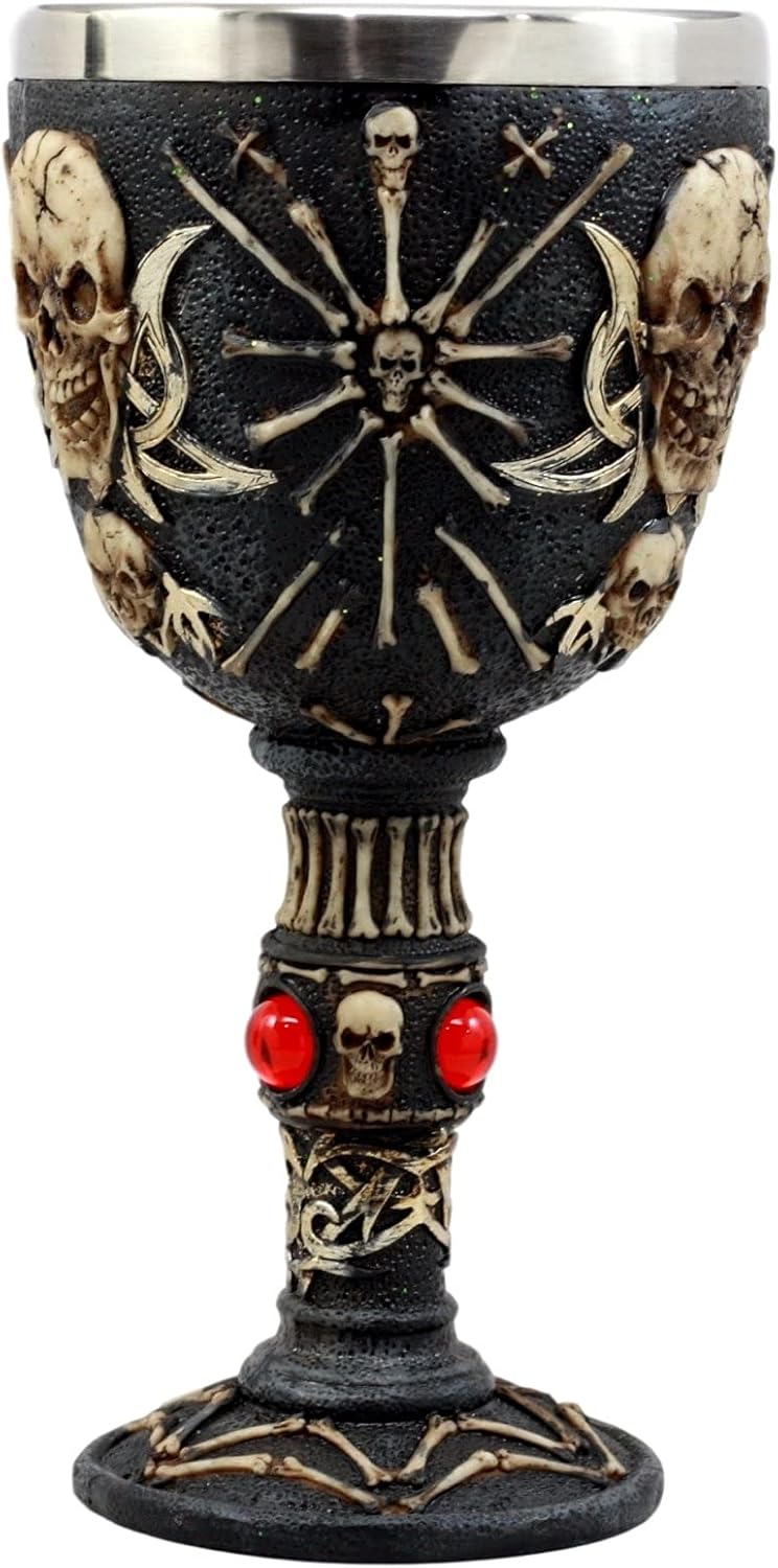 Ebros Gift Pirate Star Boneyard Ossuary Skull Sacrifice Wine Goblet Drink Chalice Cup Figurine 6oz