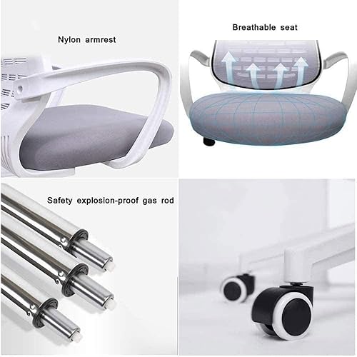 Miniatura 5 de Mesh High Back Super Soft Gray Rotating Office Chair with Support and Fixed Armrest(D)