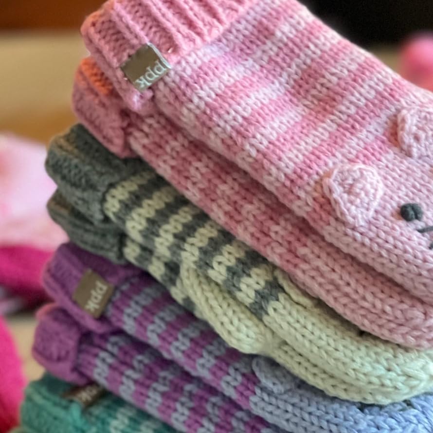 Kids Kitty Cat Stripe Knit Mittens - Soft, Fleece Lined, For Toddlers and Children of All Ages4