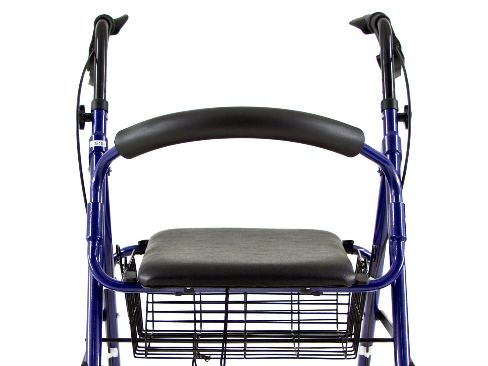 QUIRUMED Andador con asiento, Plegable, Aluminio, Color Azul, Con ruedas. Cesta portaobjetos, Frenos de maneta, Ligero, Para ancianos, Para personas mayores