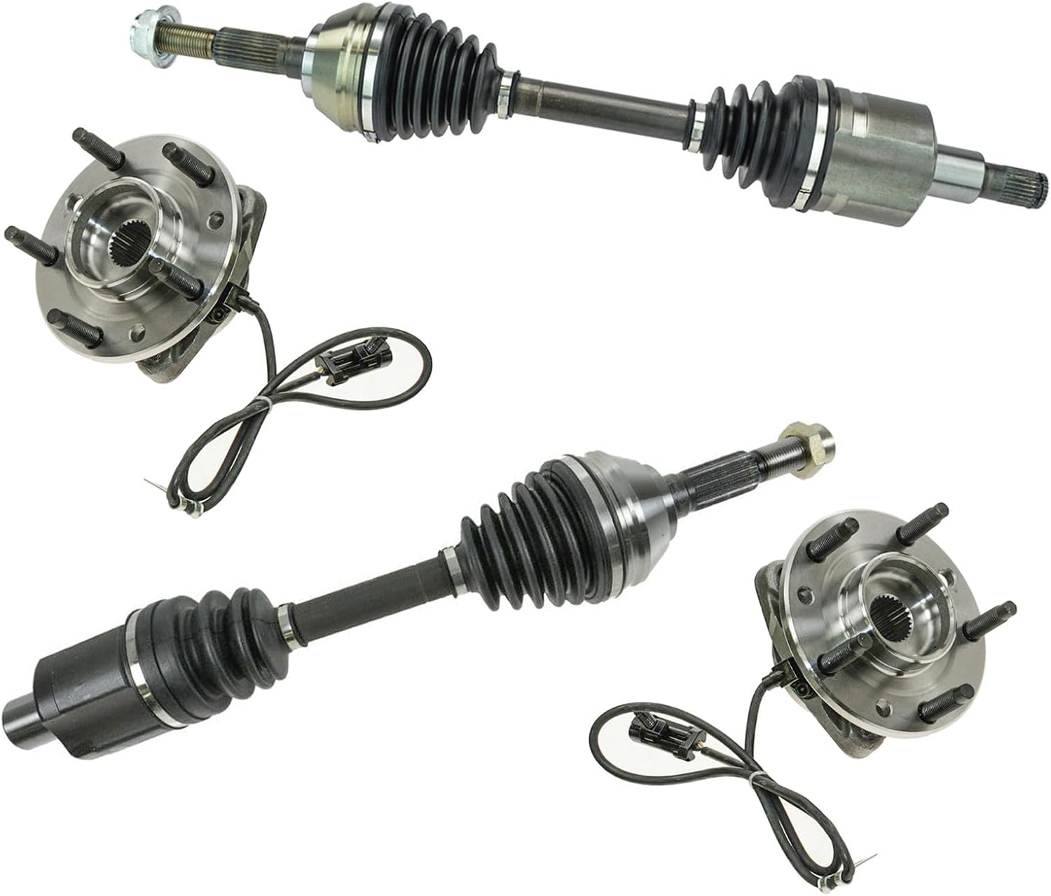 TRQ Front Drivetrain Kit CV Axle Shaft Assembly Wheel Hub Bearing Assembly Compatible with 1997-2005 Chevrolet Blazer 1997-2004 S10 1997-2001 GMC Jimmy Sonoma BHA52940