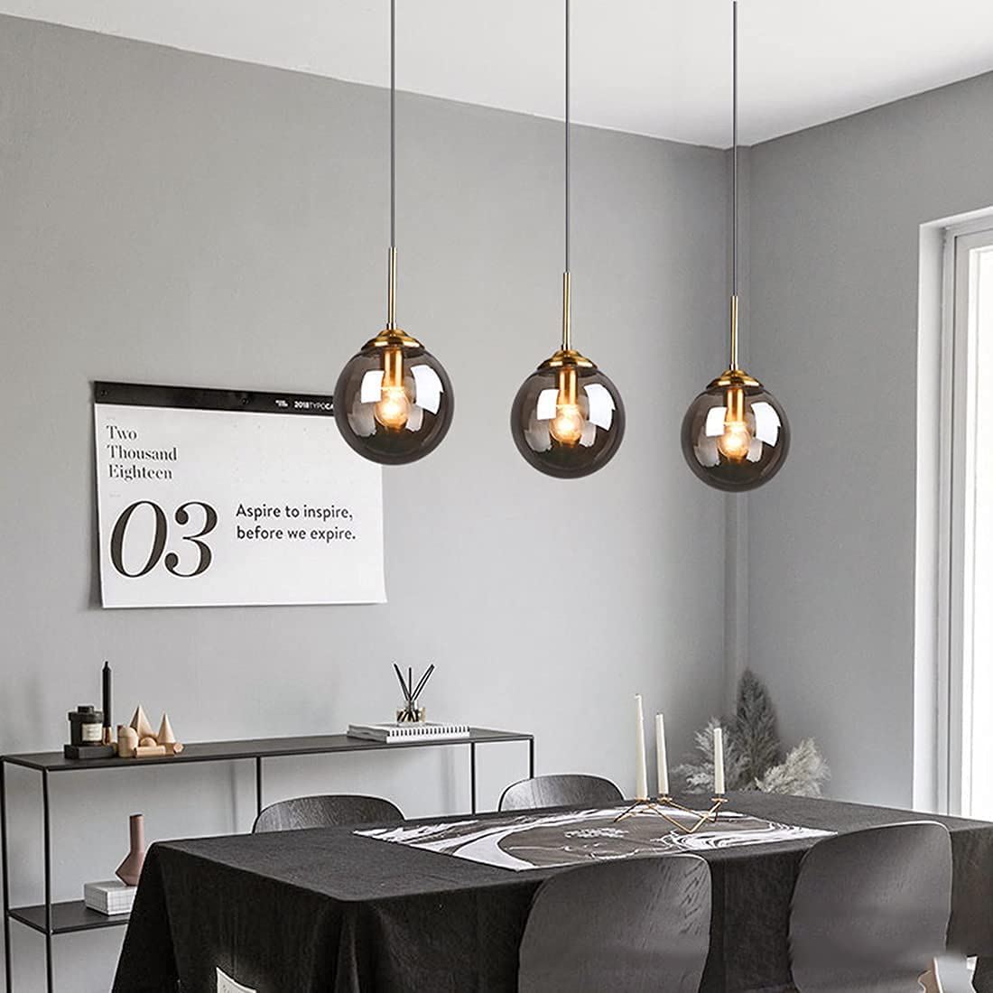 Wellmet Lámparas Colgantes De Cristal Para Comedor, Lámpara Colgante Moderna De Racimo Para Dormitorio, 3 Luces Lineales De Techo De Granero, Luz De Isla De Cocina Para Vestíbulo, Pasillo