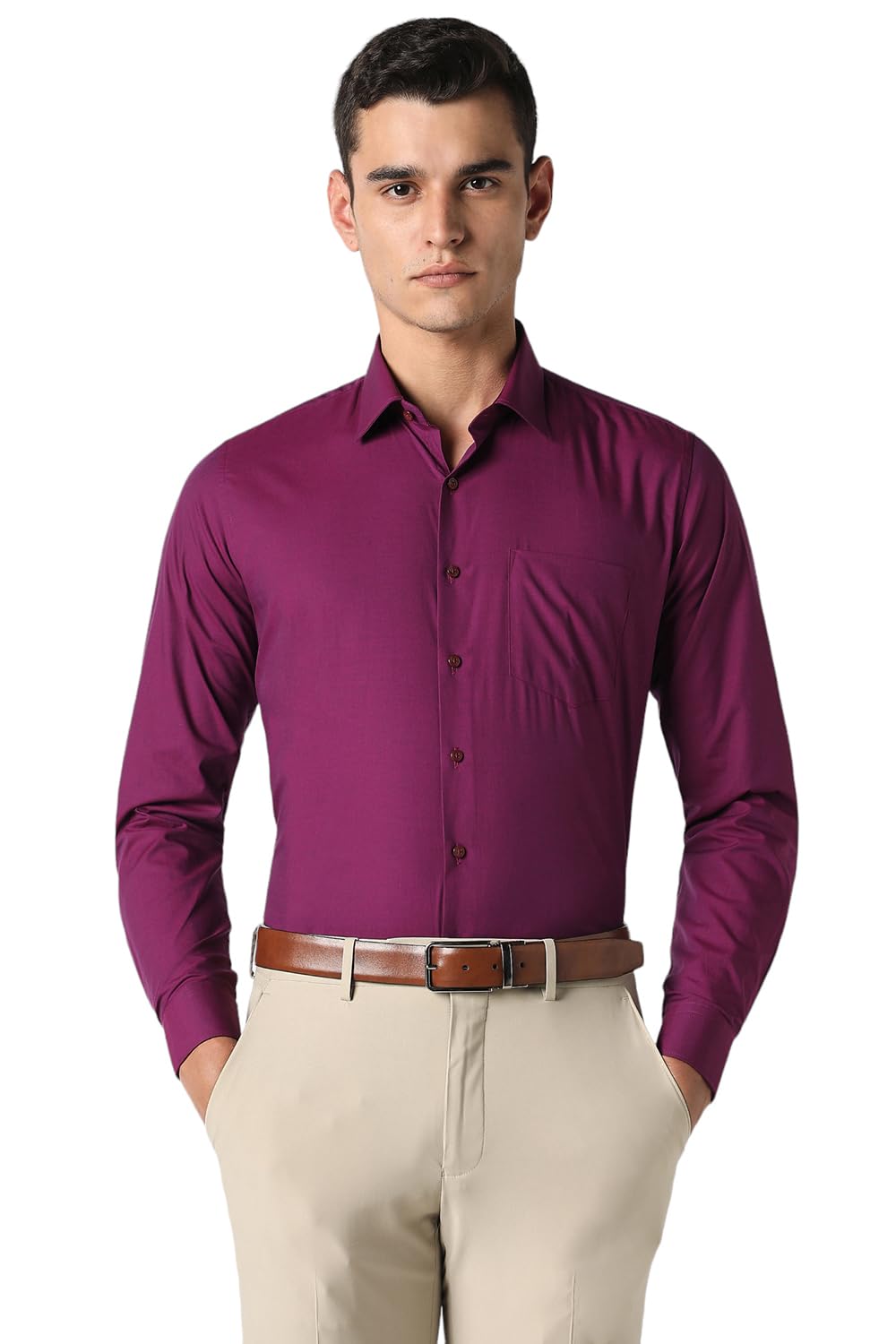 Van HeusenSolid Formal Shirt for Men| Premium Cotton| Full Sleeves| Slim Fit |Breathable Fabric