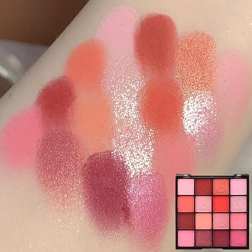 Miniatura 3 de KARNAR Paleta de sombra de ojos para ojos de 16 colores de brillo rosa mate rojo rubor naranja melocotón sombra de ojos paleta de maquillaje