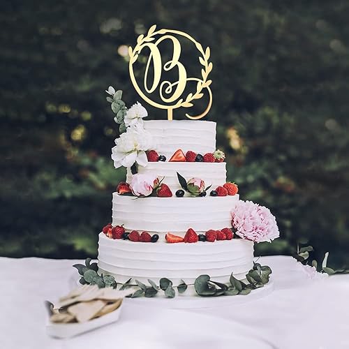 Miniatura 3 de KISKISTONITE Decoración para tartas con iniciales B, monograma para tartas B, decoración rústica para tartas de boda, corona letra B, decoración de