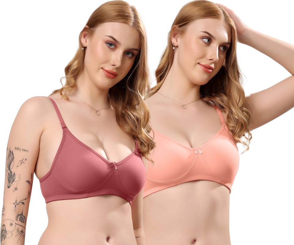 Image of London Hills Regular Bra for Women Everyday Non Padded Wire Free Mid Coverage Cotton Blend
