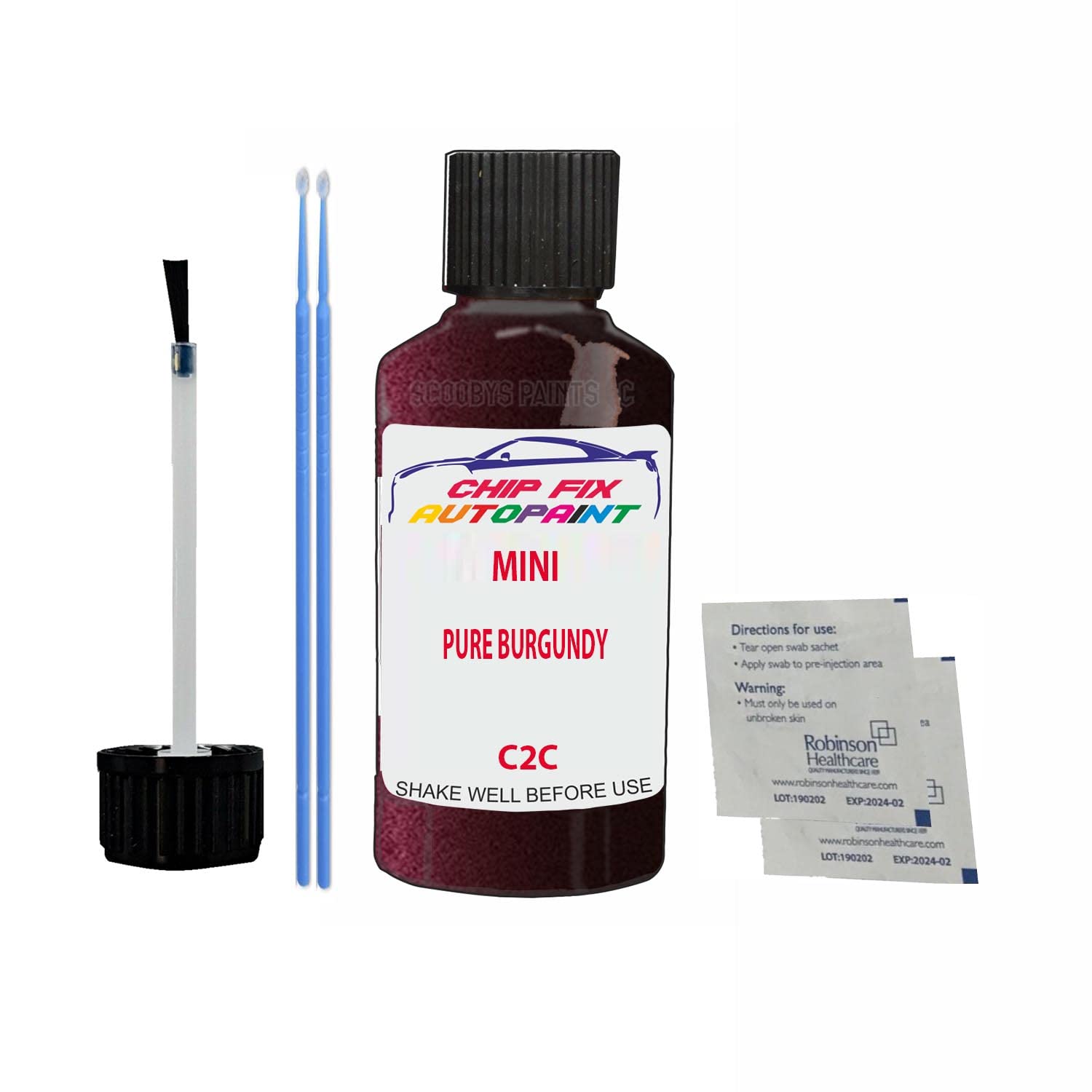Scoobys Paints Back In The Mix Pure Burgundy Touch Up Paint For Mini Cooper Clubman C2c 2015-2021 30Ml Bottle Brush Scratch Stone Chip Repair Pen