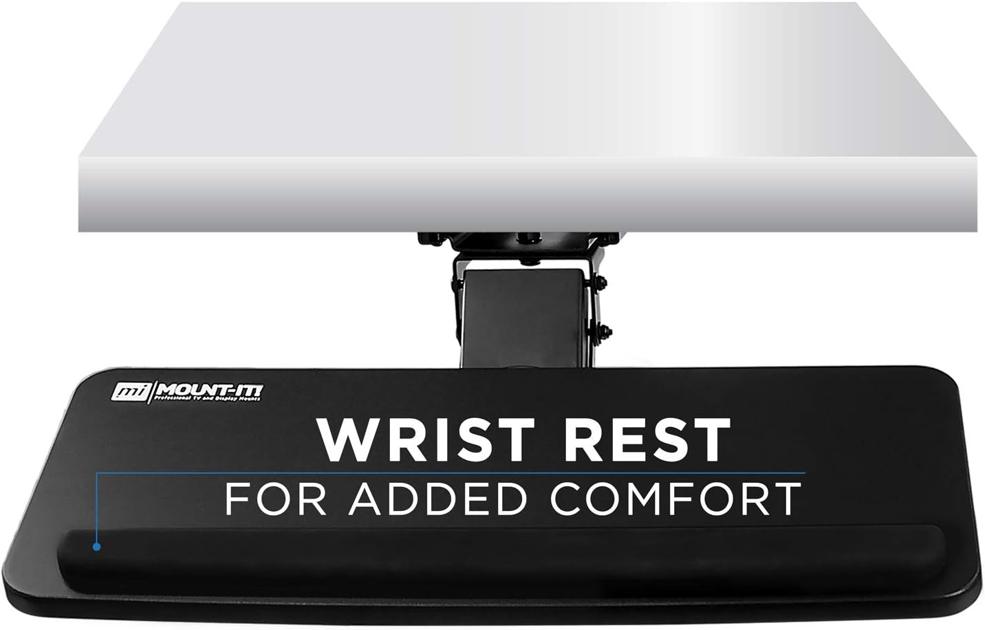 Mount-It! Under Desk Keyboard Tray, Slide-Out Keyboard Drawer with Height, Tilt and Swivel Adjustment, 25" x 10" Keyboard & Mouse Platform with Wrist Rest, Bolt-On Under Desk Mount