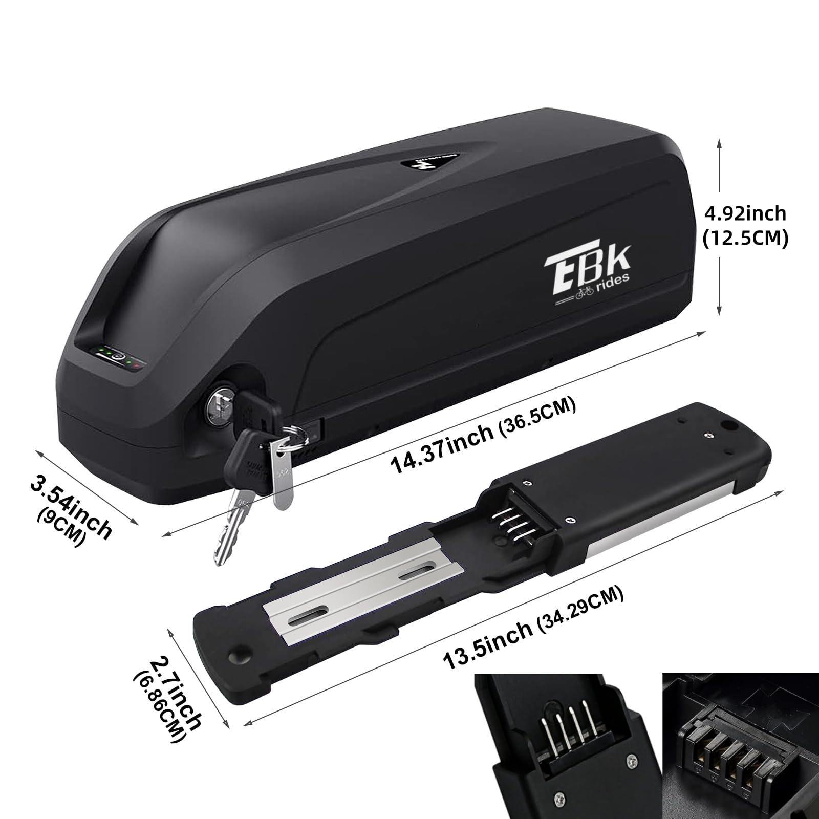 Batteria per Bici Elettrica con Caricabatteria - 48V 20Ah Hailong Batteria Ebike Agli Ioni di litio Rimovibile Batterie con Piastra Base 4 Pin, Indicatore LED, Porta USB