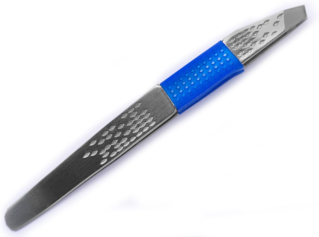 Professional Slant Tip Tweezers - Stainless Steel Silicone Grip - Best Eyebrow Pluckers