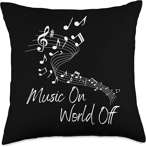 Para Músicos Music On World Off  Notas Musicales Throw Pillow 18x18 Multicolor disponible en Yaxa Guatemala