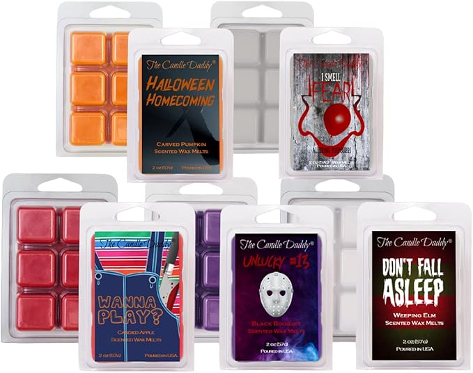 The Candle Daddy Halloween Horror Movie 5 Pack - 5 Amazingly Spooky Wax Melts - 30 Total Cubes - 10 Total Ounces - Fun Scary Gift October Fall Autumn