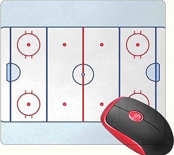 Mouse Pad Square Hockey Field Blue Tones Red, Non-Slip Rubber Base Mousepad Cute Mousemat for Laptop Computer PC Office Home