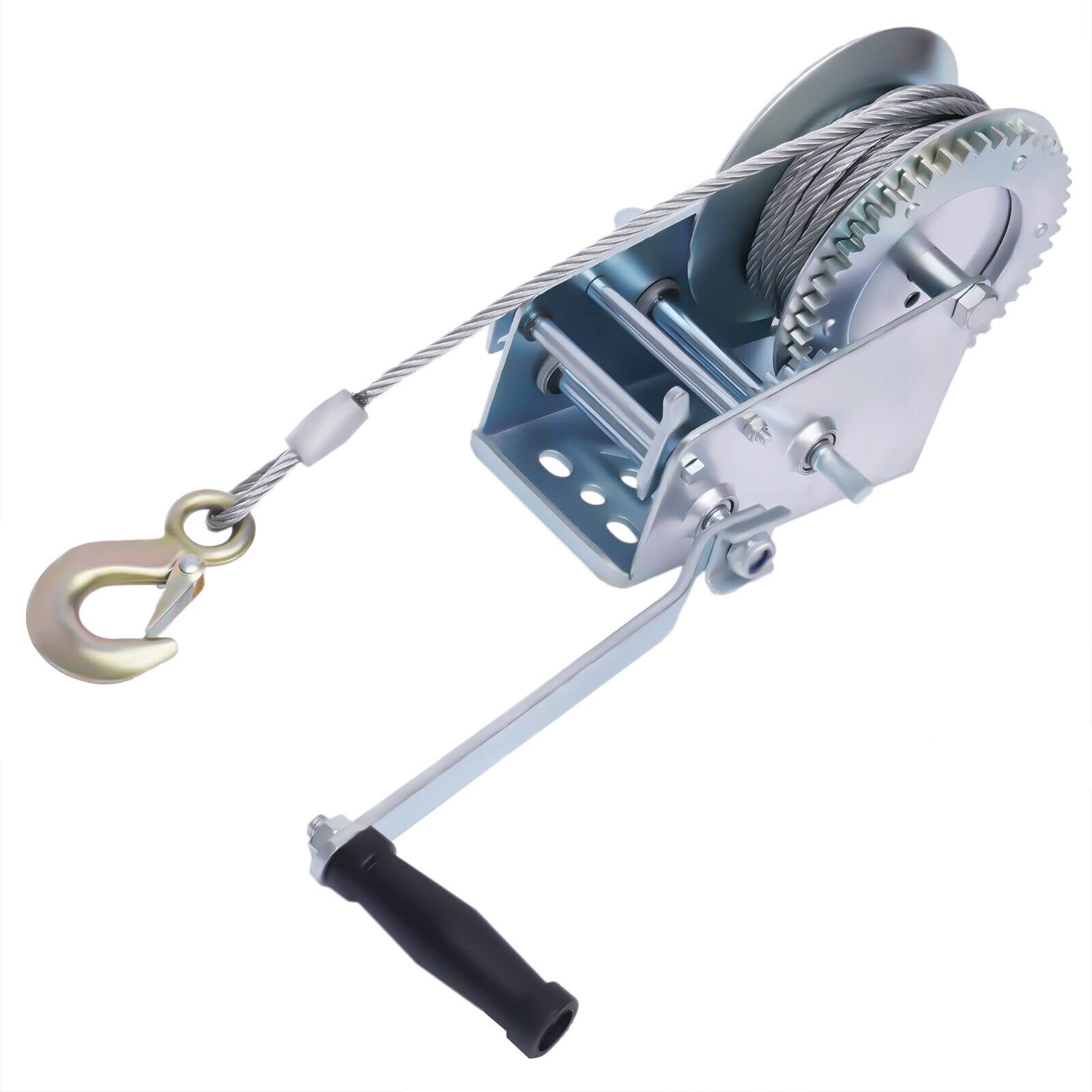 Cabrestante manual para barco, 1588 kg/3500 kg, con 10 metros de cuerda de alambre y gancho para coches, remolques, caravanas