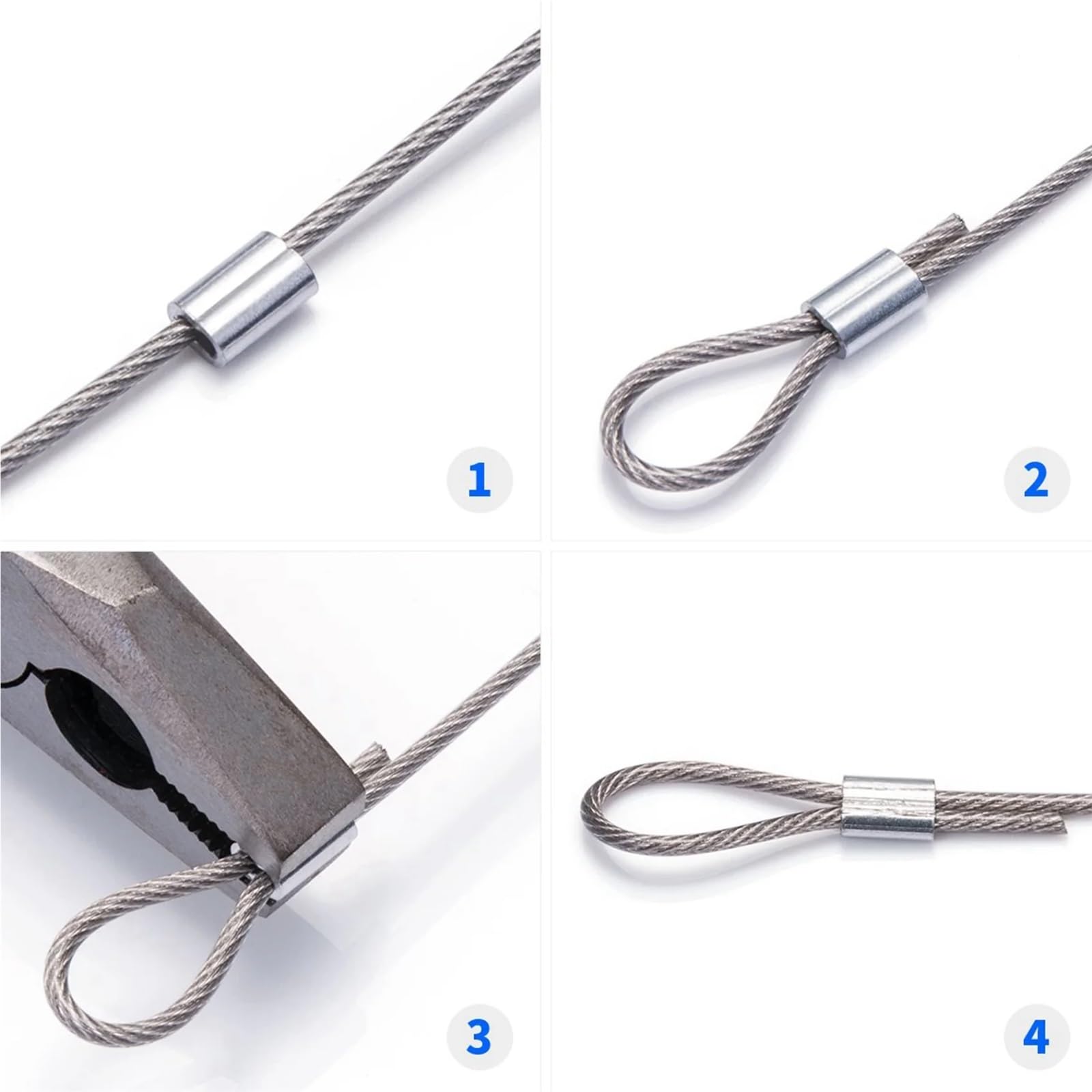 Puntali, Manicotti a crimpare for cavi Set di ghiere in lega alluminio da 200 pezzi for manicotti ad anello for