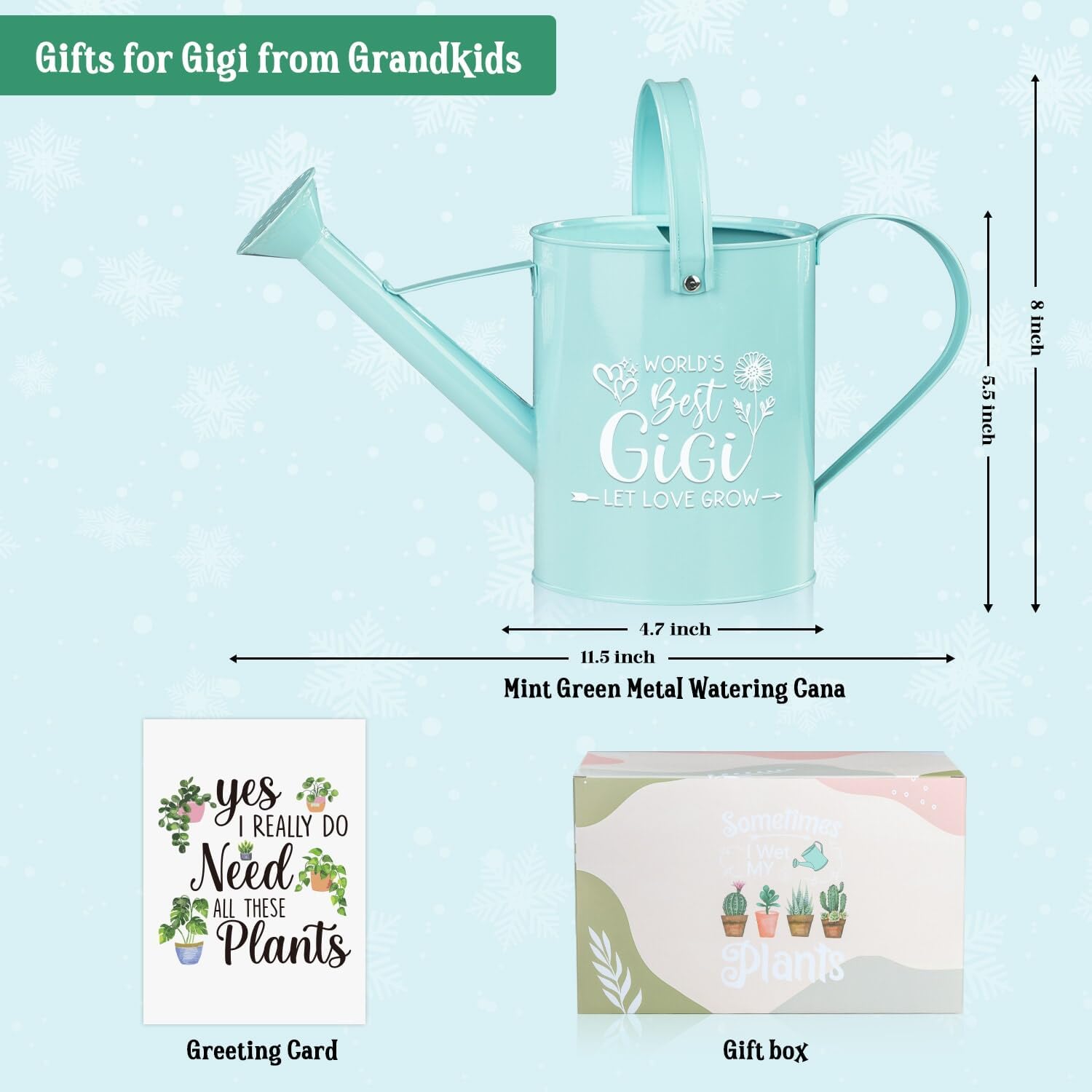 Ithmahco Mothers Day Gigi Gifts for Grandma, Gigi Mothers Day Gardening Gifts from Grandkids, Indoor Outdoor Metal Watering Can for Grandma, Birthday Garden Decor Gift for Home, Grandparent Gift