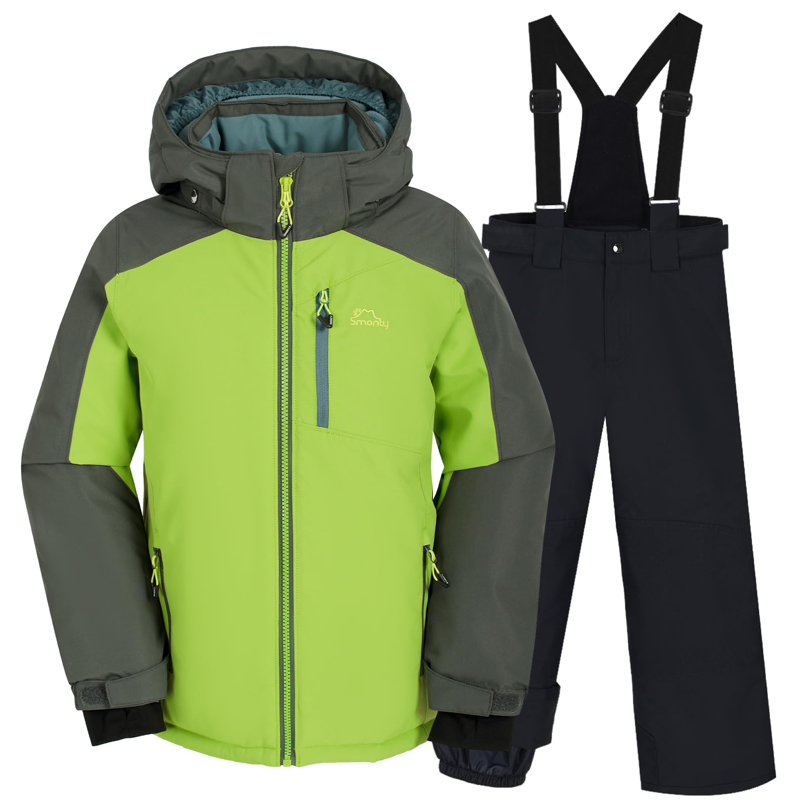 SMONTY SNOWER Combinaison de neige pour garçons avec capuche amovible, combinaison de ski, chaleur supplémentaire, combinaison d’hiver