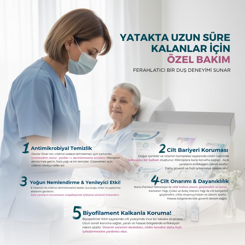 Gümüş İyonlu Yatan ve Evde Hasta Bakım Seti 12'li Perine Temizleme Mendili Hediyeli