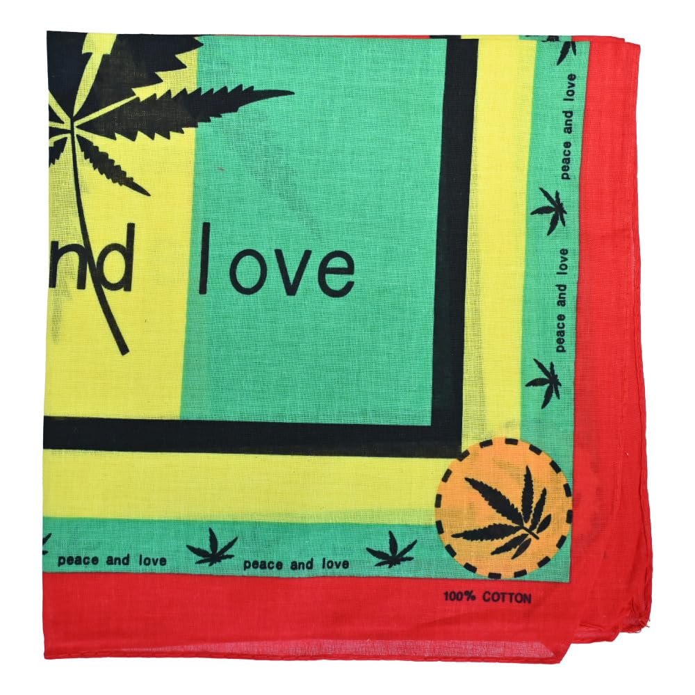 The Tie Company Unisex Marijuana Peace & Love Print Men's Cotton Paisley Scarf Headband Bandana