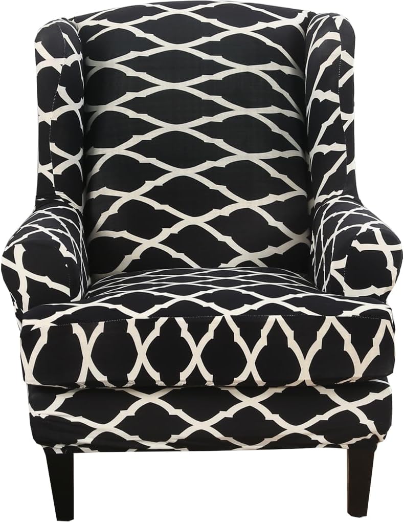 Printed Wing Chair Slipcovers 2Piece Stretch Wingback Chair Sofa Slipcover Armchair Cover