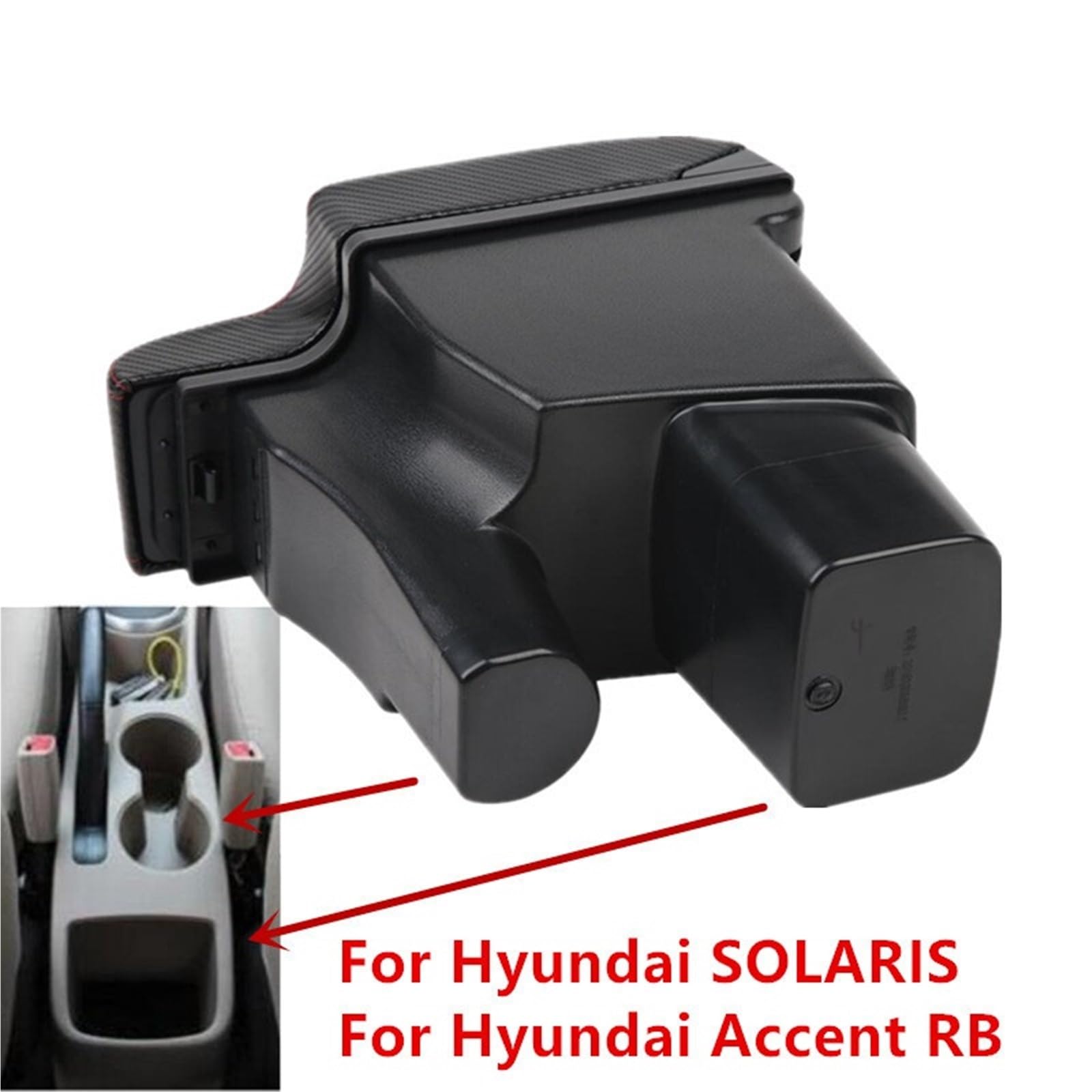 Konsola Środkowa Pasuje do Hyundaia Pasuje do SOLARISA Pasuje do Hyundaia Pasuje do Accent RB Podłokietnik samochodowy Schowek centralny Modernizacja USB(A3 Black leather)