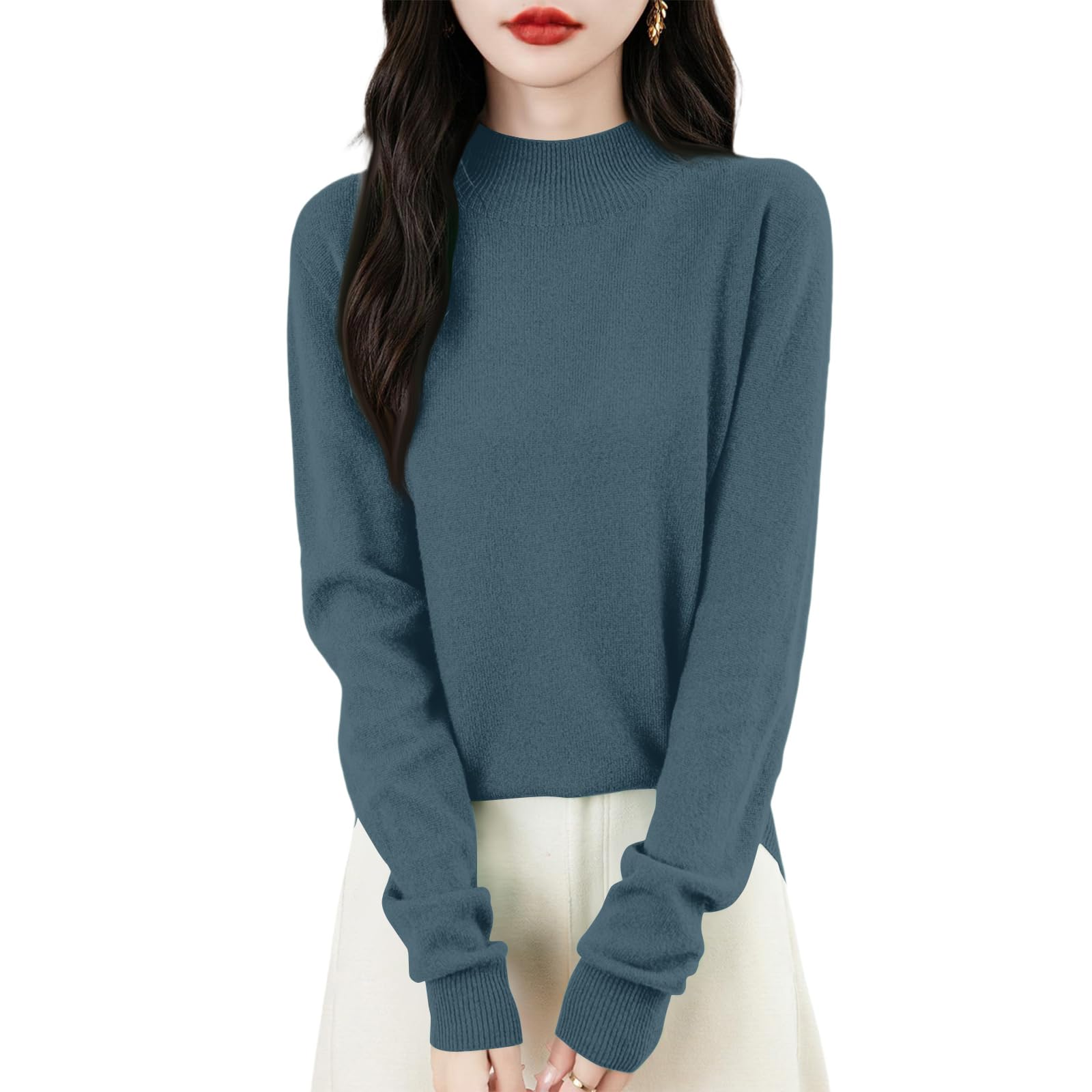 Sweaters for Women Trendy Classic-Fit Lightweight Long-Sleeve Turtleneck Sweater Soft Pullover